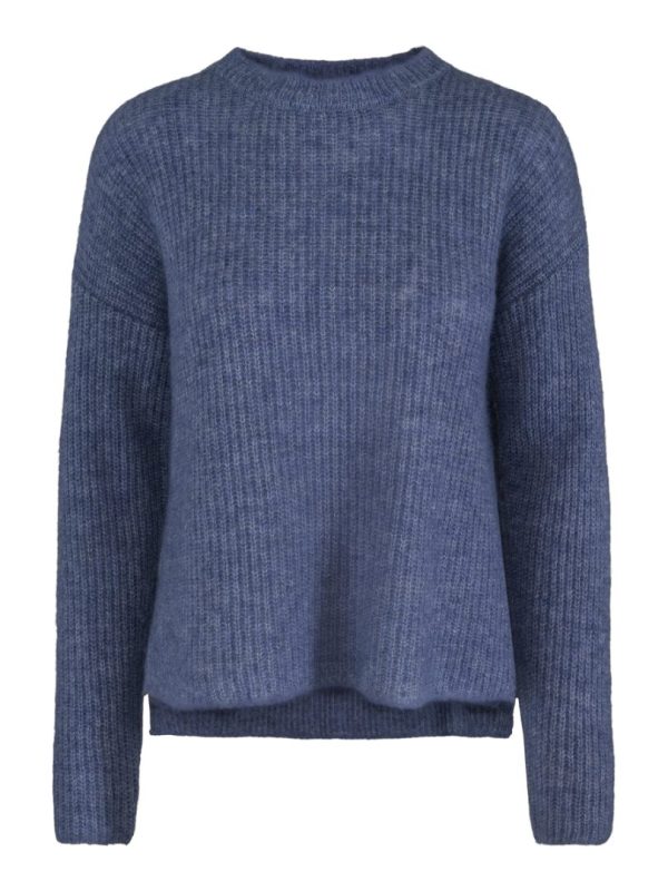 MOHAIR ROUND NECK PULLOVER-Jeans blue