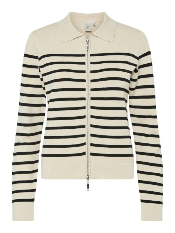 YASCHRISSI LS KNIT CARDIGAN- Birch/black