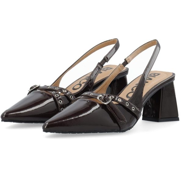 BIAMARALYN BUCKLE SLINGBACK FAUX LEATHER - Brown patent