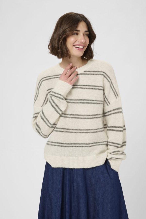 CUBERNIE CACHEIA PULLOVER- Whitecap melange grey stripe