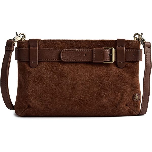 CLUTCH SEMSKET SKINN MED GULLSPENNE- Cognac