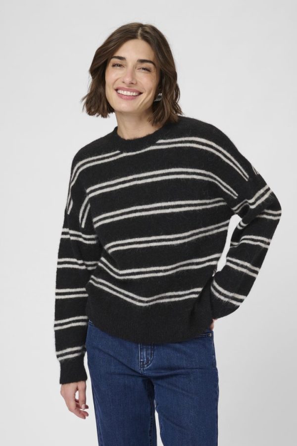 CUBERNIE CACHEIA PULLOVER- Black/whitecap stripes
