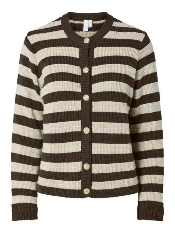 YASSIRONI LS KNIT CARDIGAN-  Chocolate brown