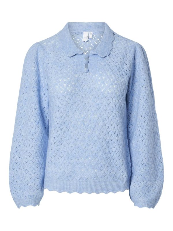 YASBICALA LS KNIT PULLOVER S. - Vista blue