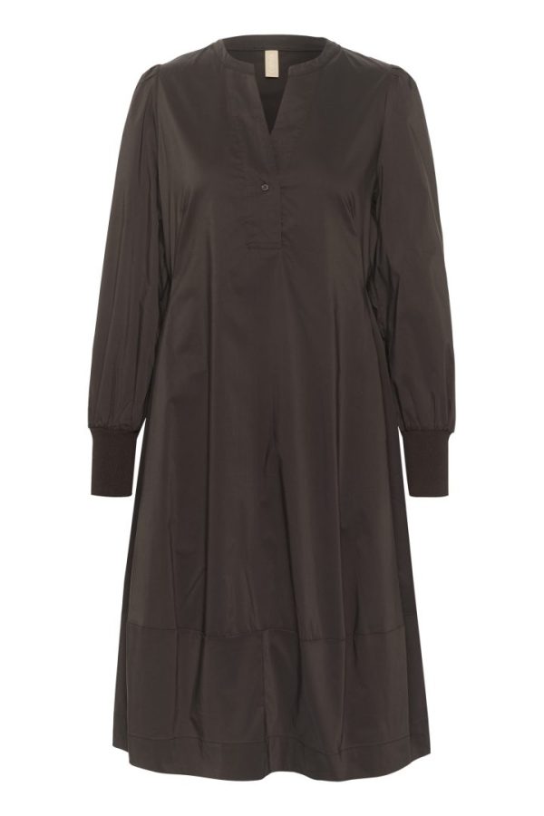 CUANTOINETT RIB DRESS- Demitasse