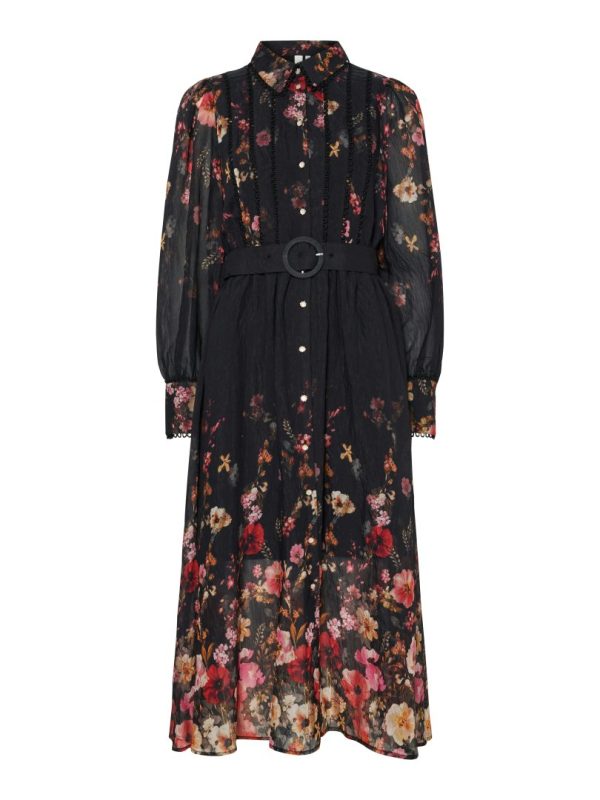 YASROMANTICA LS LONG DRESS- Black/ romantica