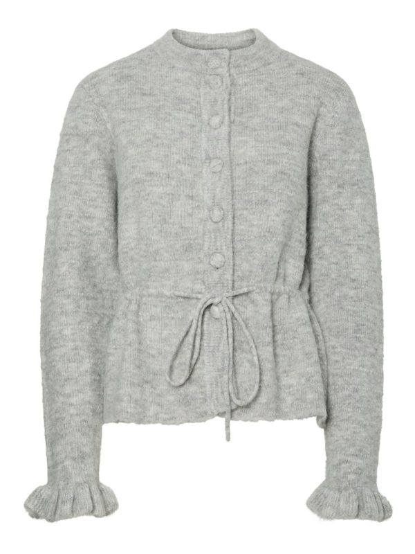 YASTHELLIS LS KNIT CARDIGAN S.- Light grey melange