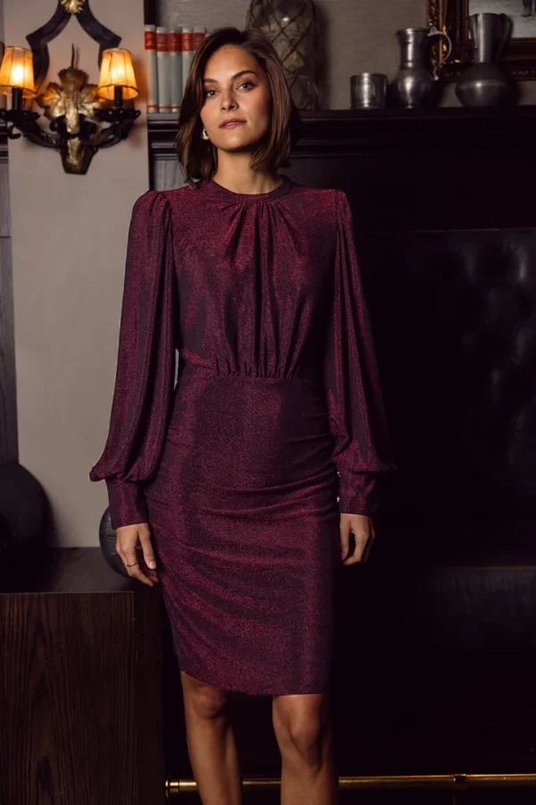 INES SHORT DRESS - Burgundy