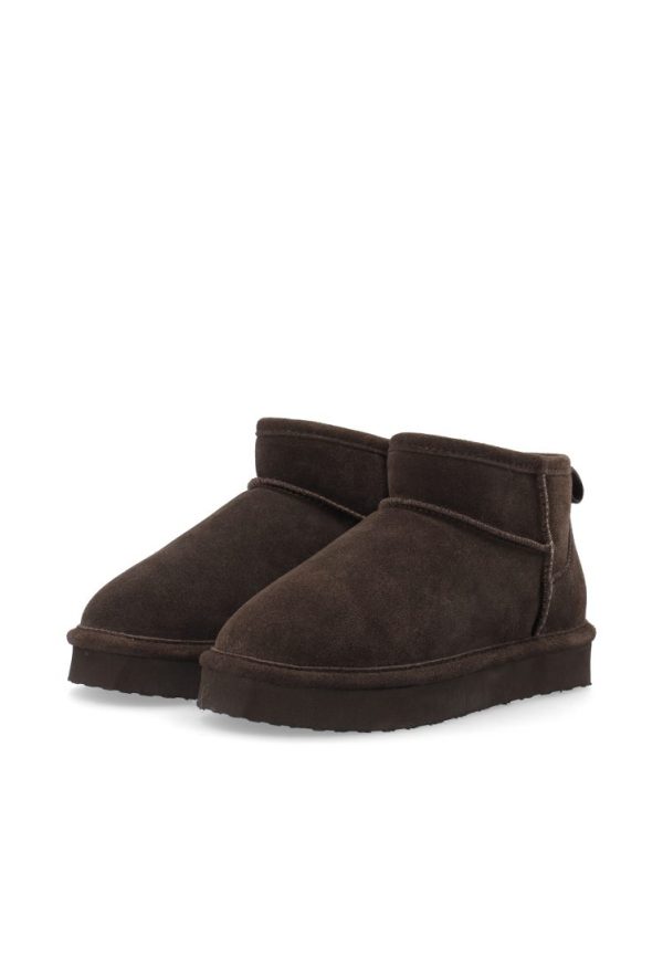 BIASNOW FLATFORM ANKLE BOOT SUEDE - Dark brown