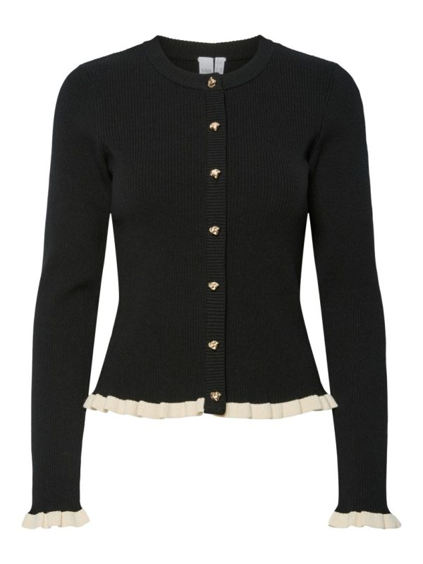 YASFLOMA LS KNIT PULLOVER - Black/ w birch