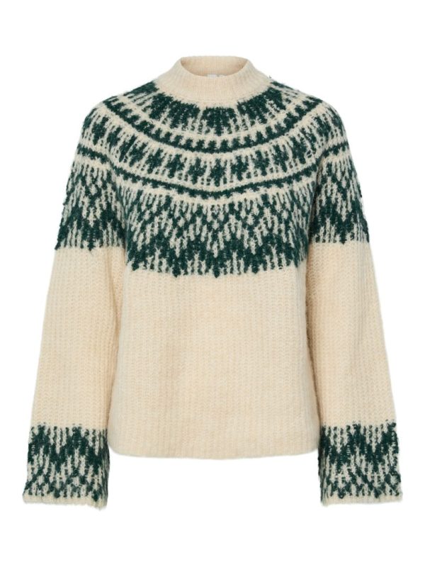 YASLIRI LS WOOL BLEND KNIT PULLOVER- Birch/ponderose