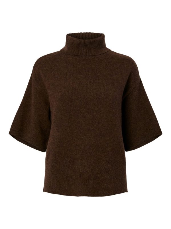 YASEMILA 2/4 WOOL KNIT PULLOVER- Chocolate brown