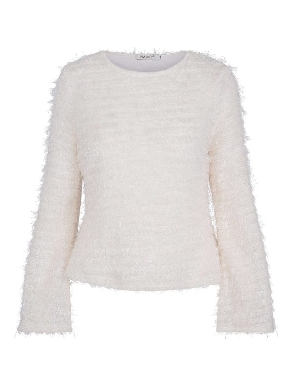 KNITTED PARTY BLOUSE - Creme