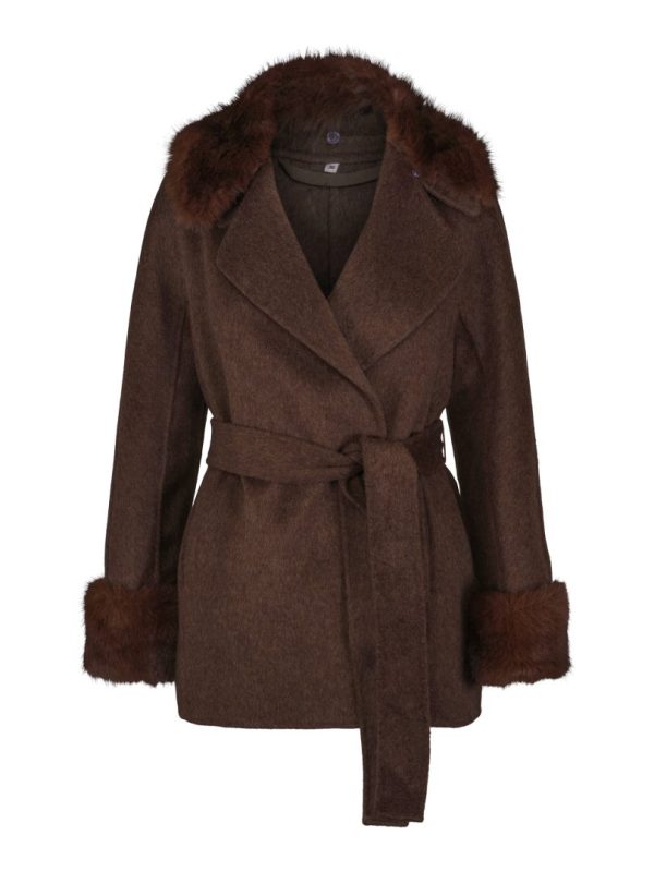 SHORT FAB COAT - Brown melange