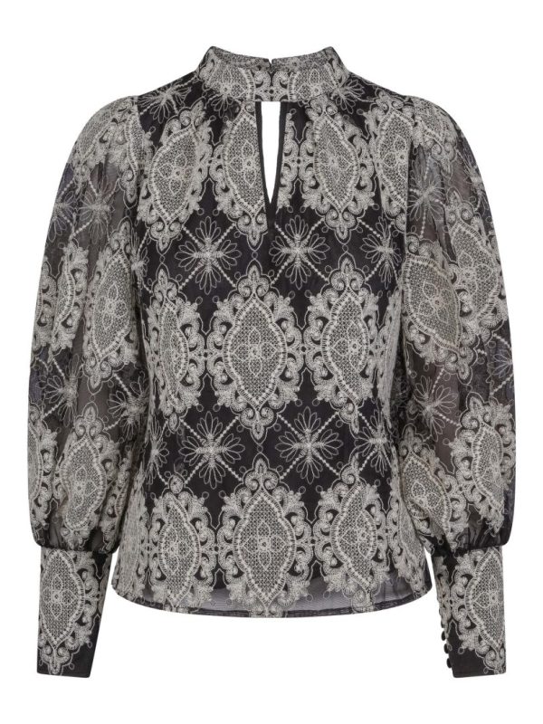 FASHION EMBR BLOUSE - Black