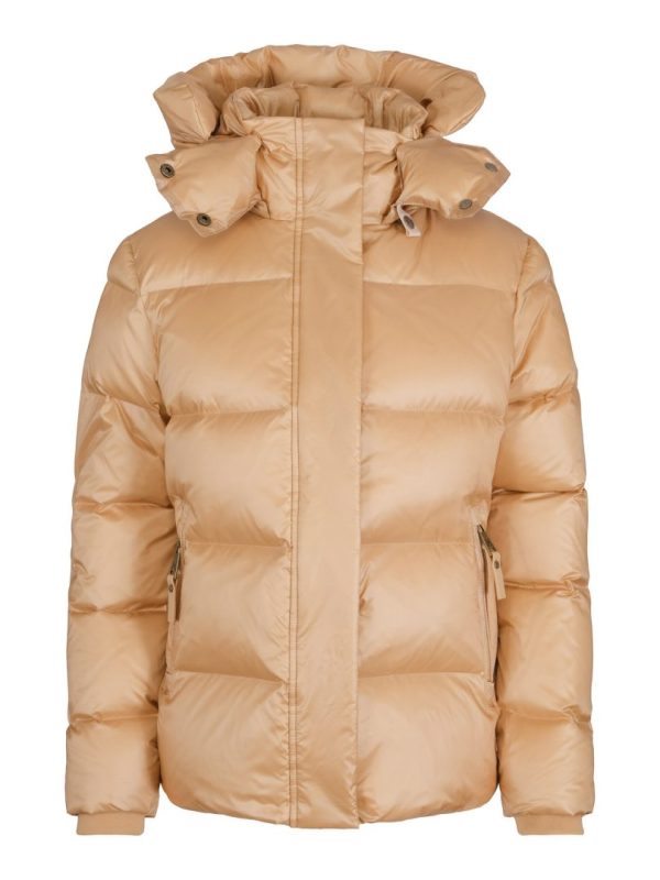 SHORT HOODED PUFFER JACKET - Champagne