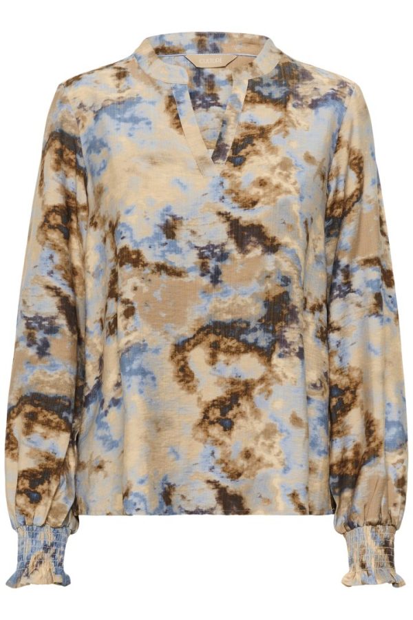 CUHIZZY GREECE LS BLOUSE- Brown/blue splash
