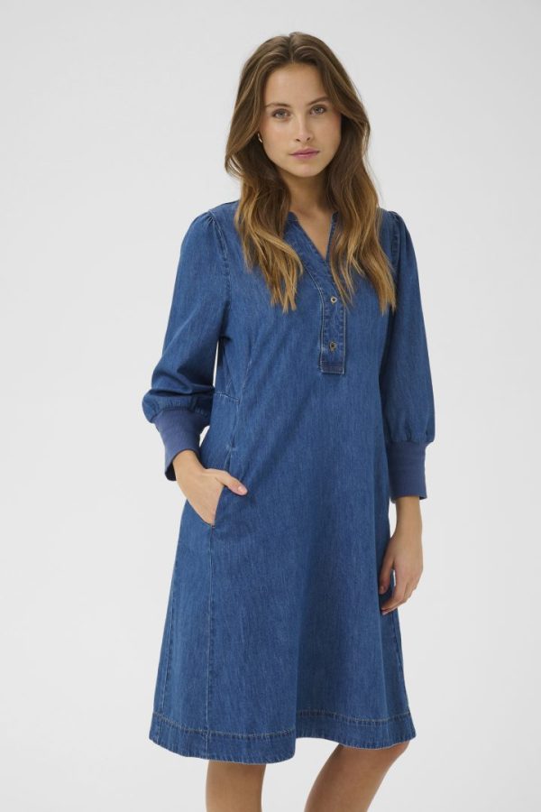 CUARPA SHORT DRESS- Dark blue wash