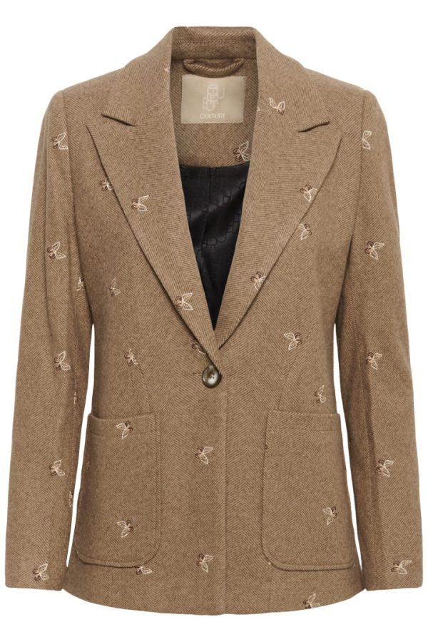 CUHERING BLAZER- Beige/brown herringbone