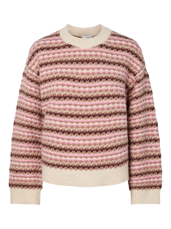 YASMILO LS KNIT PULLOVER- Birch/w stripe