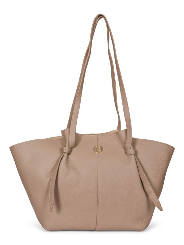 BIG FASHION LEATHER BAG- Sand