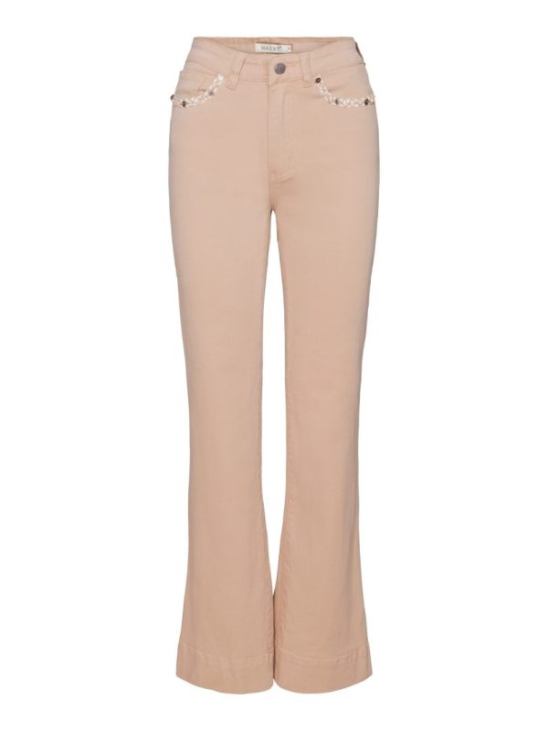 CASUAL STRETCH TWILL TROUSER W/RIBBON - Sand