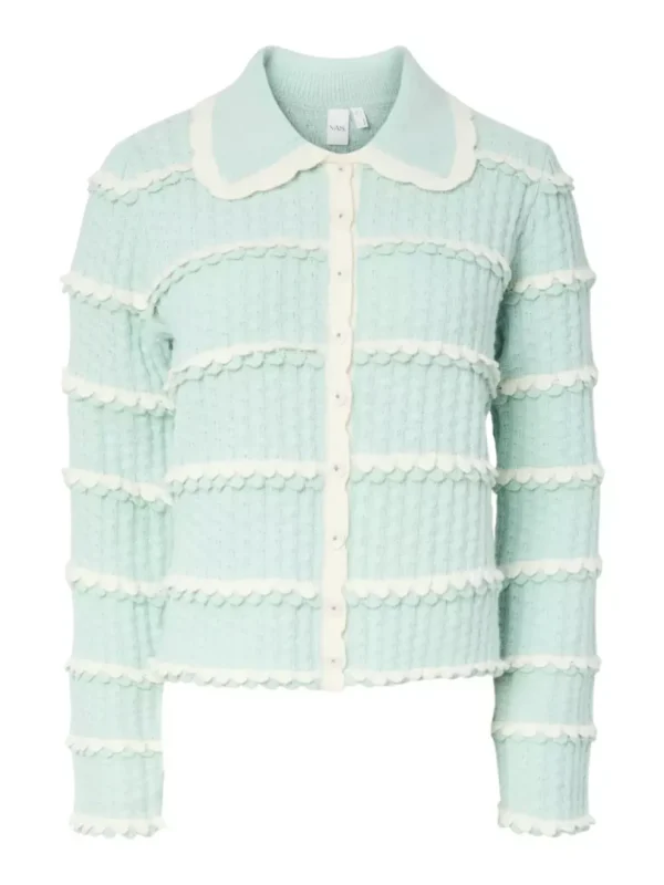 YASCHRISTEL LS KNIT CARDIGAN - Surf spray/Star white
