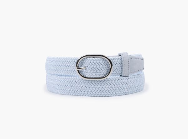 FRIDA FLETTET STRIKKBELTE- Lys blå