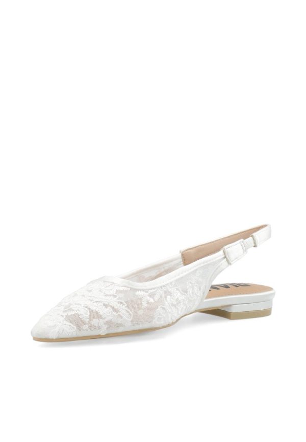 BIABARI POINTY FLAT SLINGBACK LACE - Off White