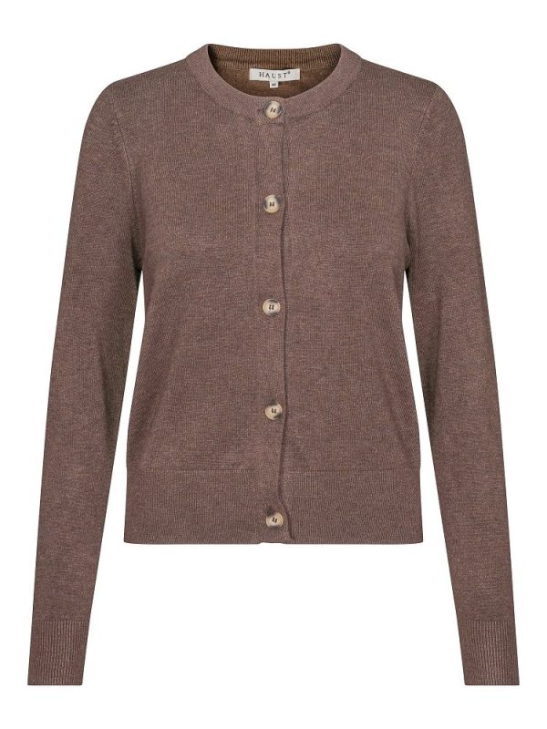 CLASSIC KNITTED CARDIGAN - Brown mel.