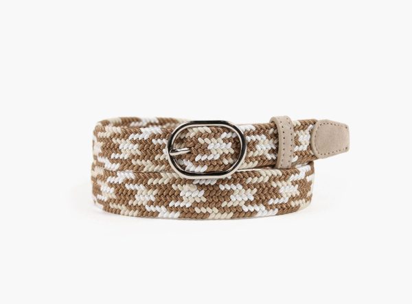 NORA FLETTET STRIKKBELTE- Flerfarget bruntoner