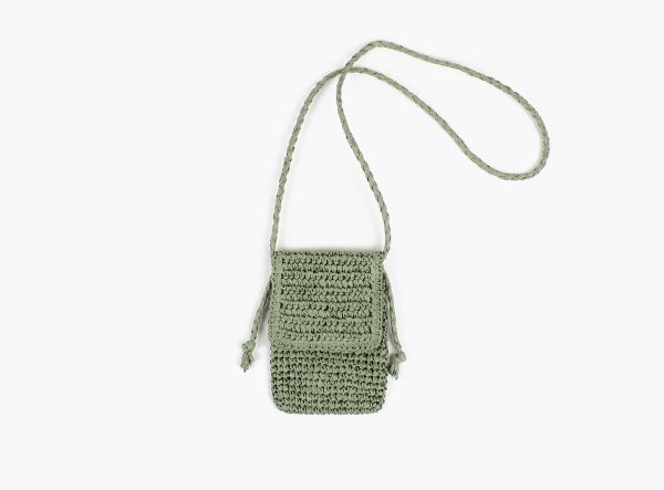 MAUD MOBILVESKE I RAFFIIA- Flaske grønn