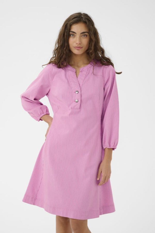 CUAYNA 3/4 SLEEVE DRESS- Pink stripe
