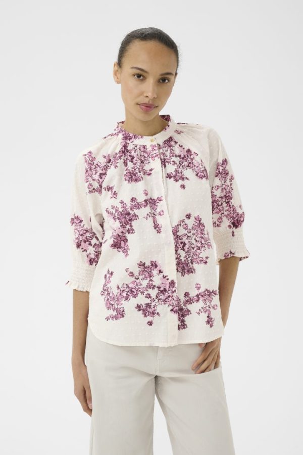 ALMERASPW SHIRT- Pink shadow flower print