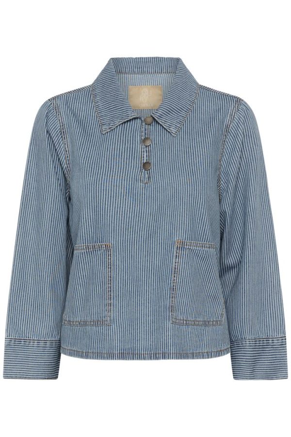 CUAYNA SHIRTJACKET - Blue/white stripe