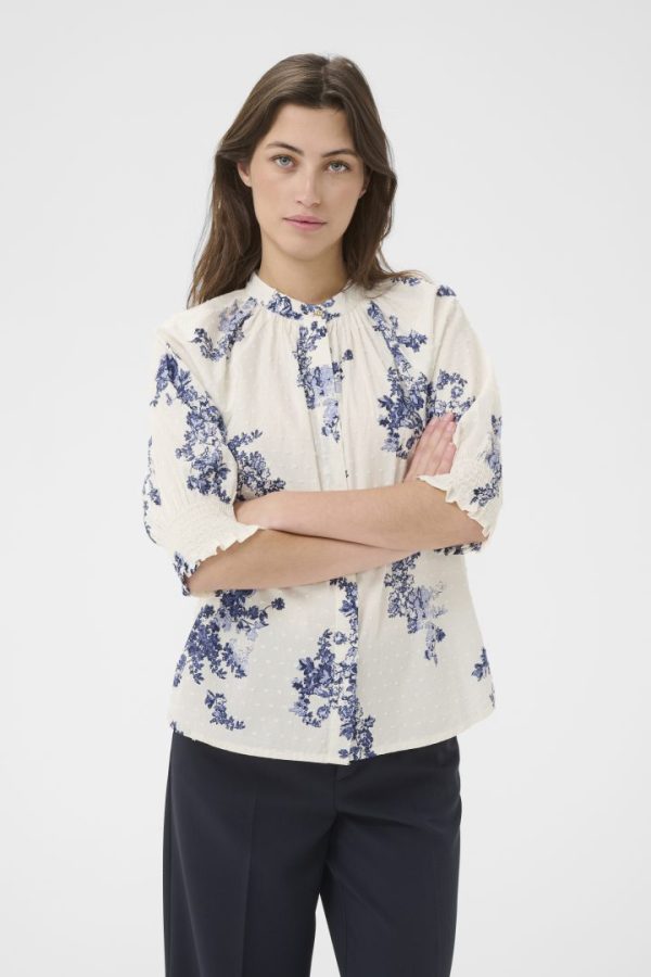 ALMERASPW SHIRT- Blue shadow flower print