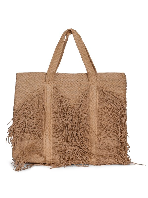 FASHION BAG MED FRYNSER- Natur