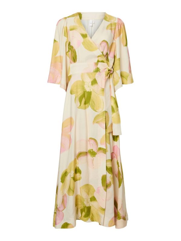 YASMARGA 3/4 WRAP LONG DRESS- Pristine/ marga aop