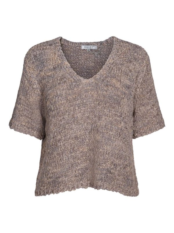 CASUAL V-NECK PULLOVER- Dark sand