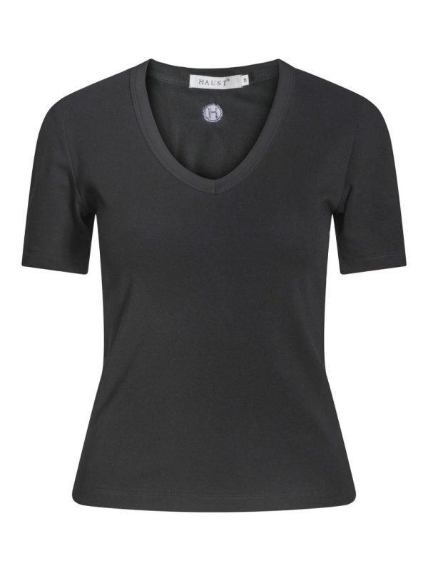 HAUST V-NECK SHORT  SLEEVE TOP- Black