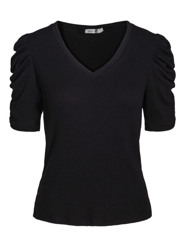 HAUST V-NECK FEMININE TOP- Black