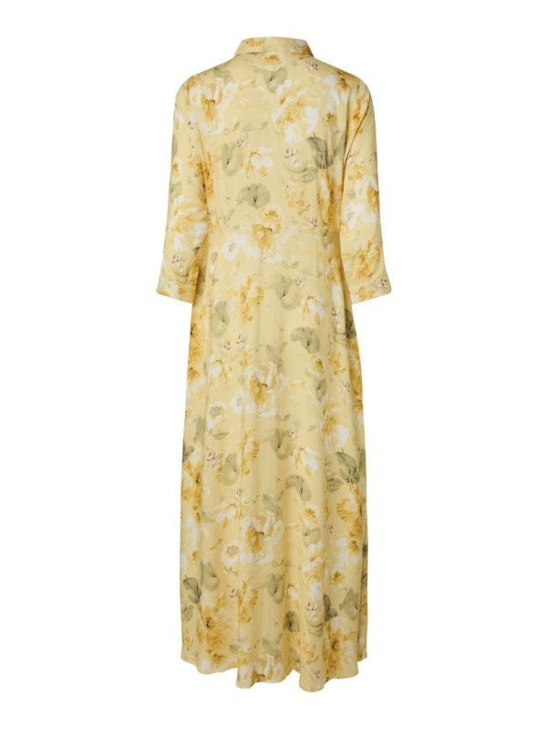 YASSAVANNA LONG SHIRT DRESS- Pale banana-lemon