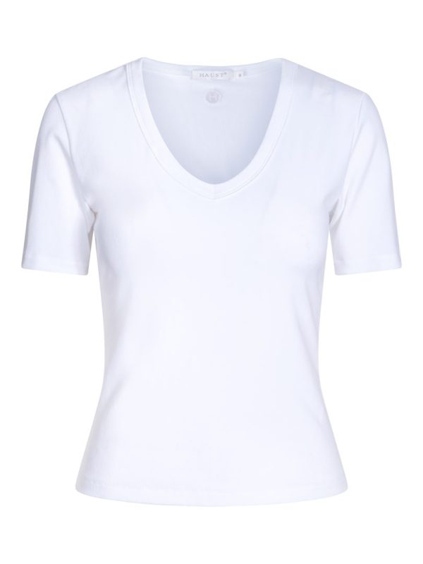 HAUST V-NECK SHORT  SLEEVE TOP- White