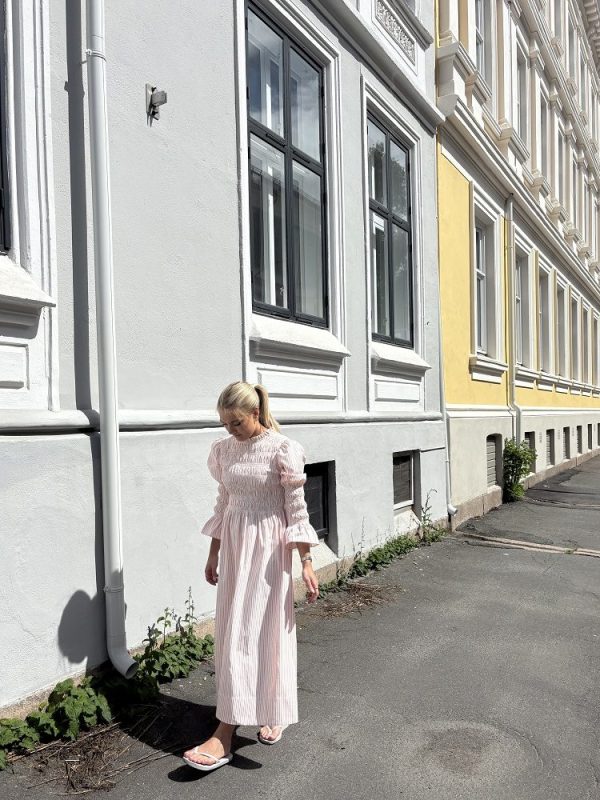 YASWITO LS LONG DRESS- Birch stripes w stripes