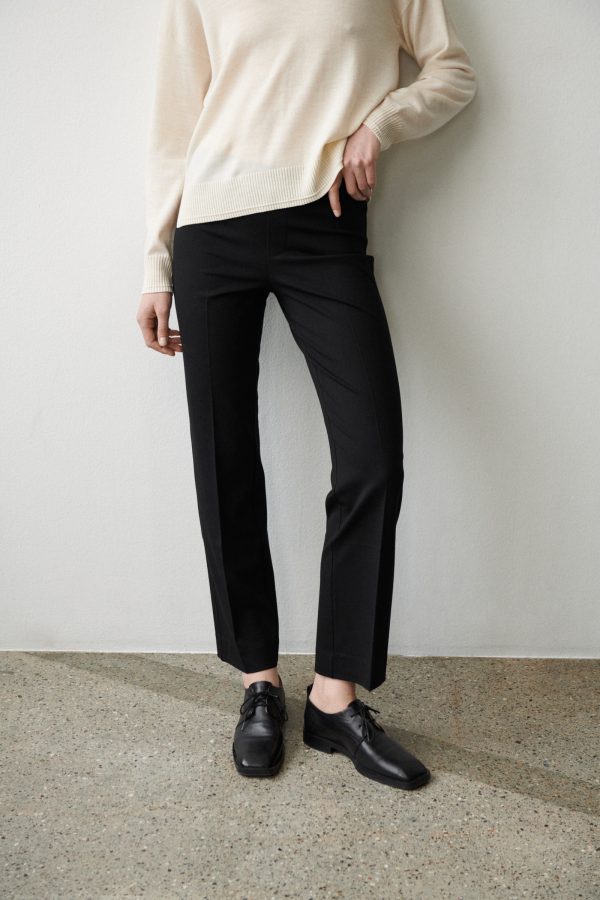 PONTAPW STRAIGHT JERSEY PANTS-Black