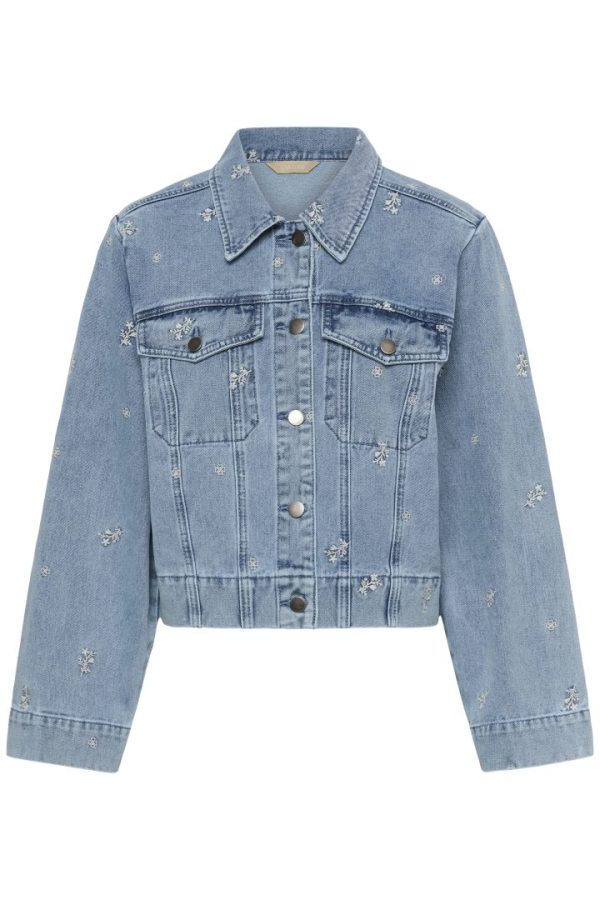 CUALTAR ANICETA JACKET- Light blue wash white flower