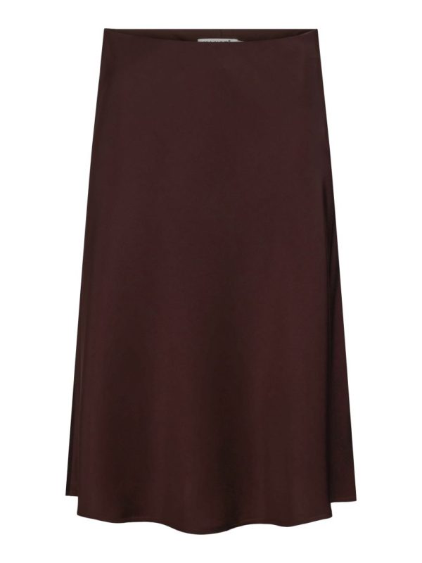 SATIN SKIRT- Dark brown