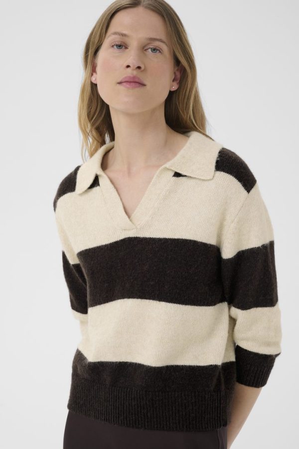 CHARLOTTPW PULLOVER- Whitecap grey/mole stripe