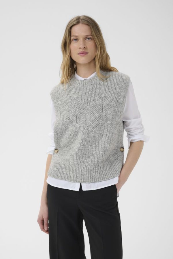 CHARLEYPW WAISTCOAT- Medium grey melange