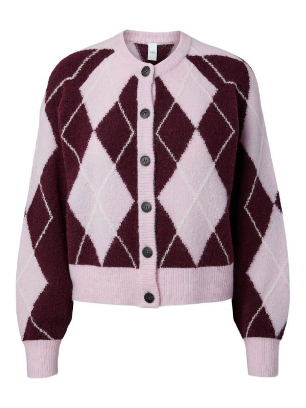 YASJOHI LS WOOL BLEND CARDIGAN - Pale lilac/Fig